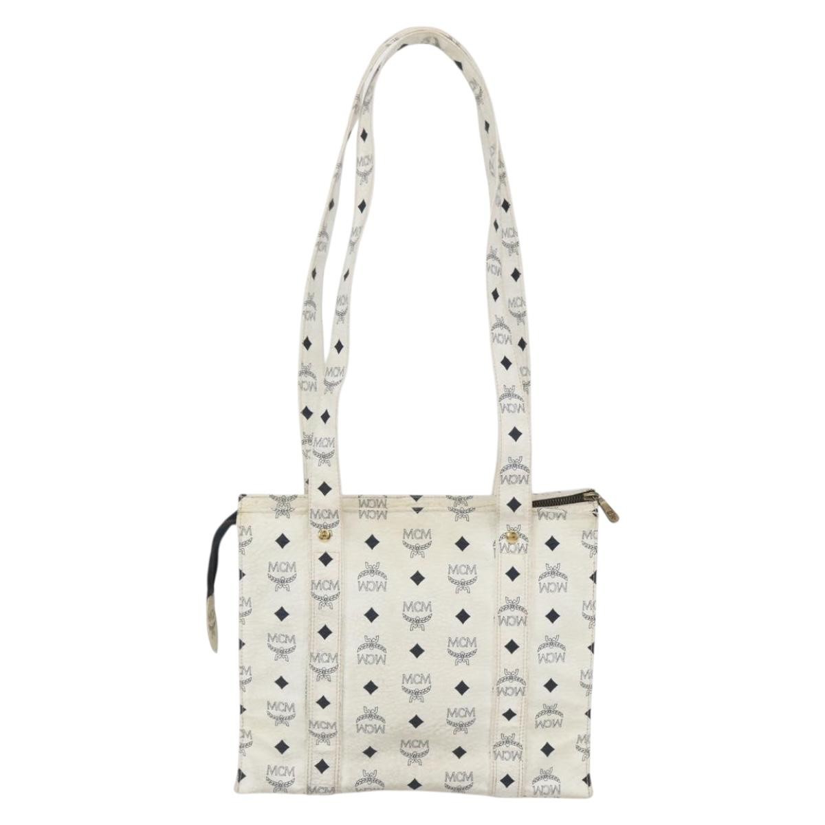 Mcm Visetos Shoulder bag White Canvas Fair condition - Back View