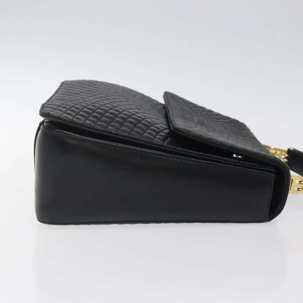 Bally Vintage Flap Handbag Black Leather Good - Inside View