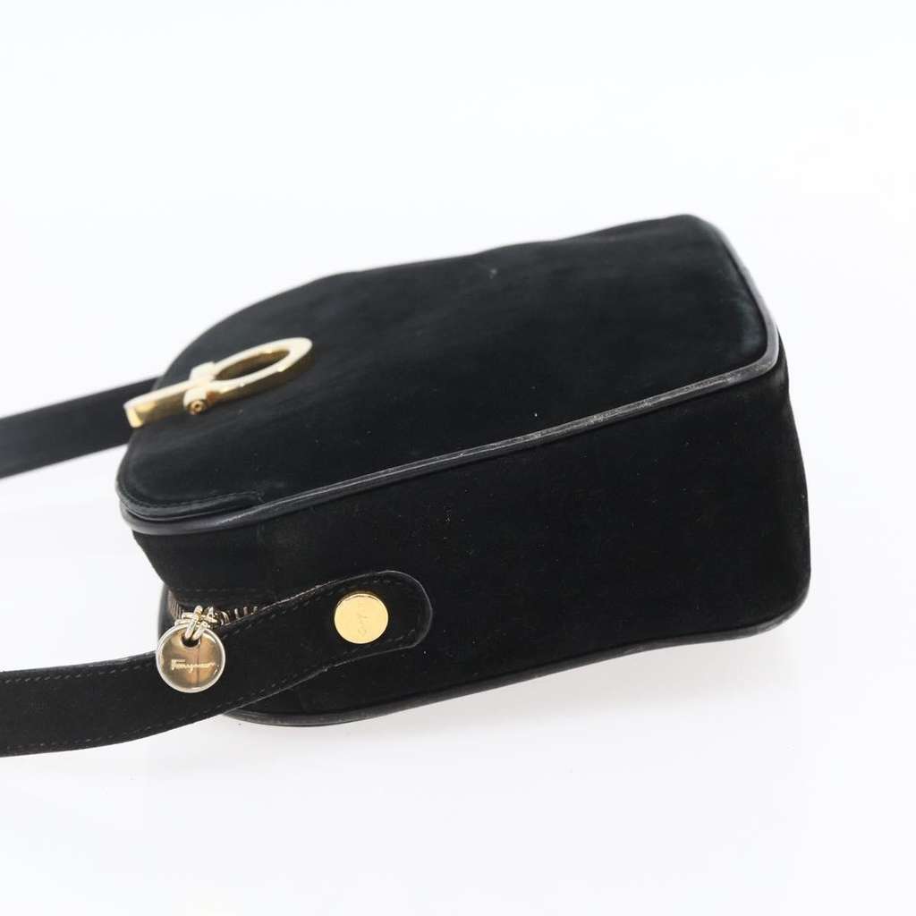 Salvatore Ferragamo Gancini Shoulder Bag Black Suede Good condition - Inside View
