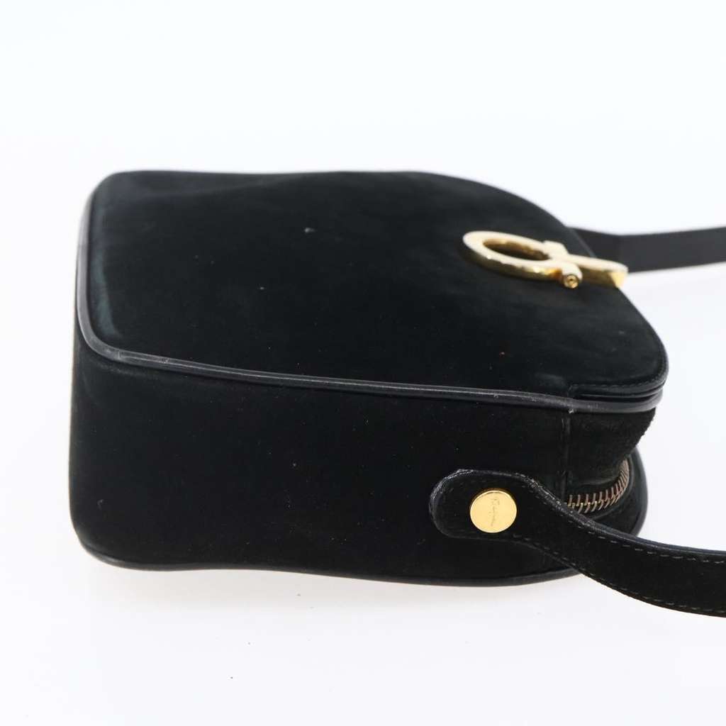 Salvatore Ferragamo Gancini Shoulder Bag Black Suede Good condition - Model View