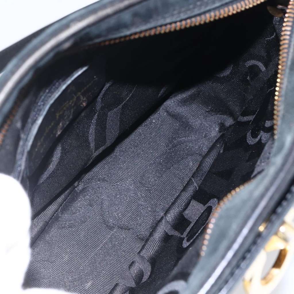 Salvatore Ferragamo Gancini Shoulder Bag Black Suede Good condition - Box View