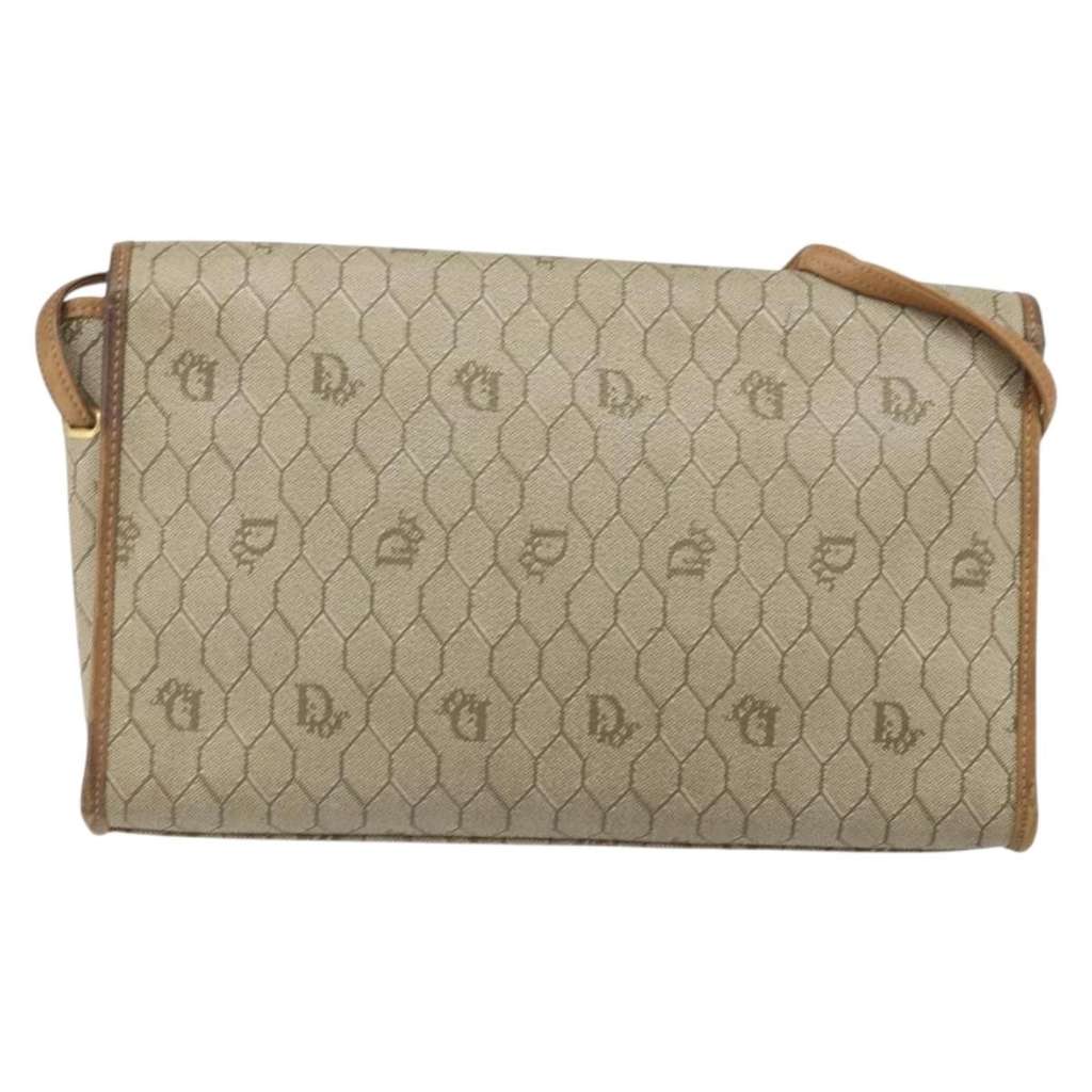 Christian Dior Vintage Honeycomb Shoulder Bag Beige Canvas Fair condition - Back View