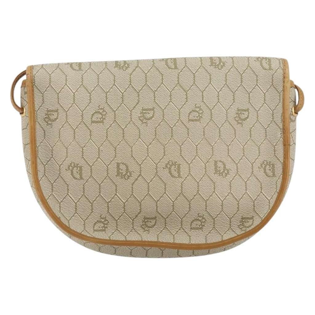 Christian Dior Vintage Honeycomb Flap Crossbody Bag Beige Canvas Good condition - Back View