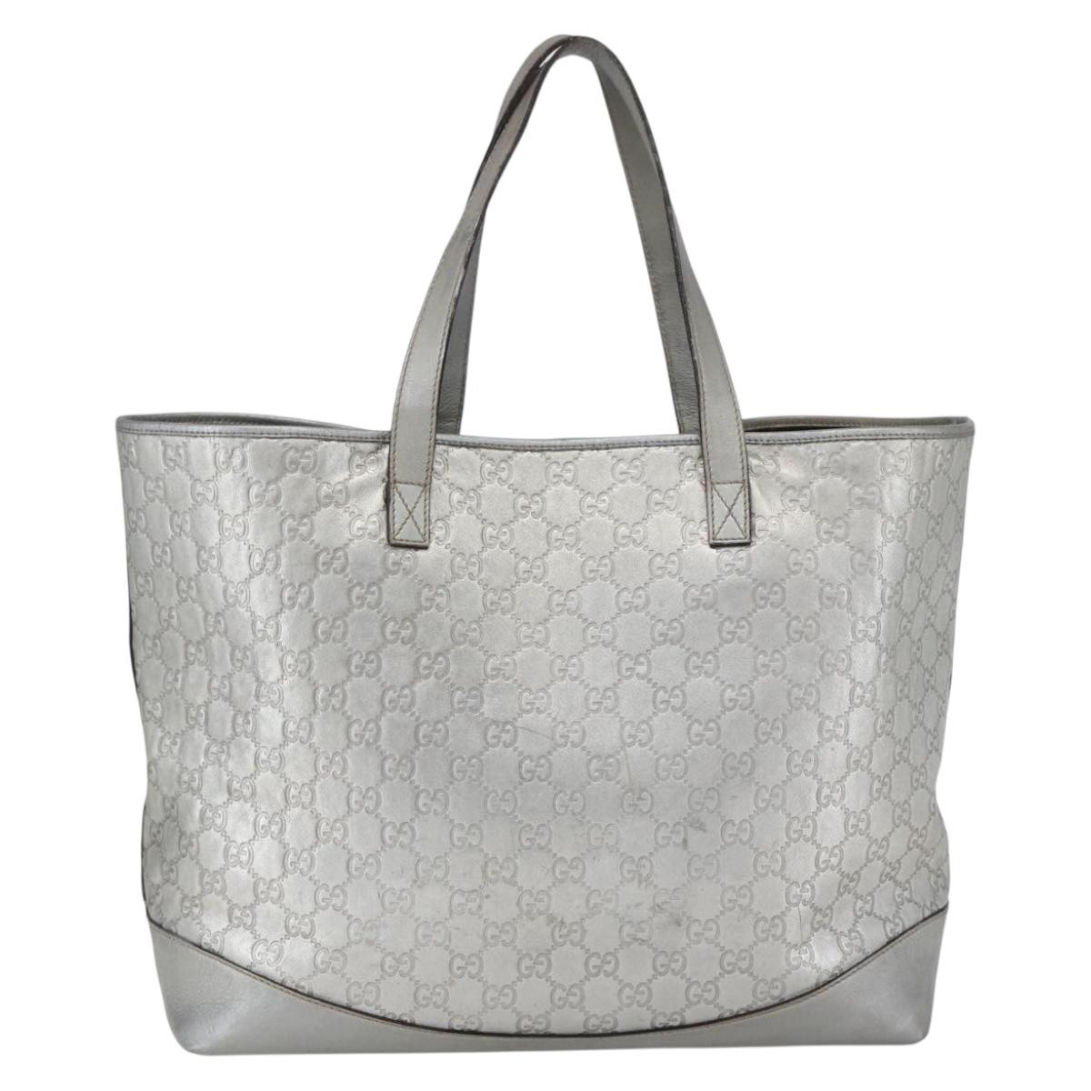 Gucci Plus Tote Silver Leather Good condition - Back View