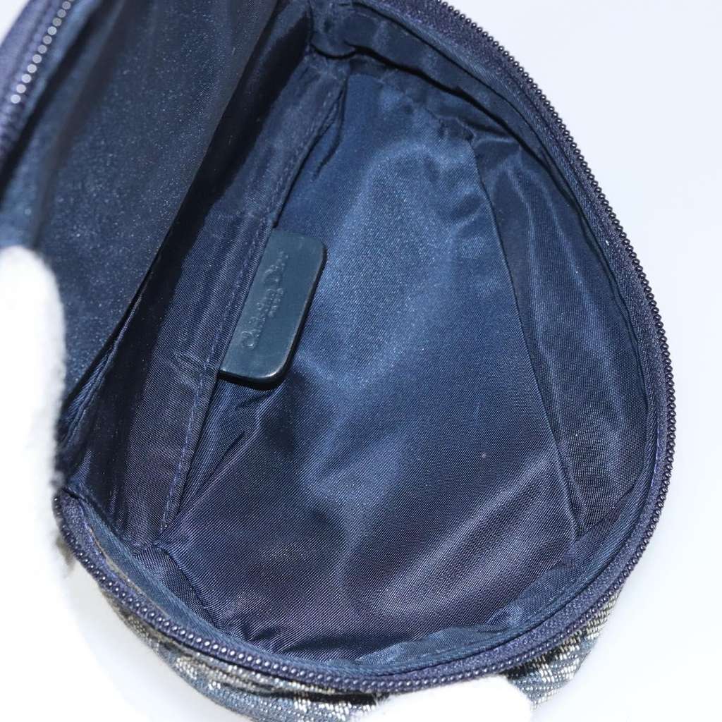 Christian Dior Vintage Saddle Coin Purse Navy Canvas Good condition - Box View