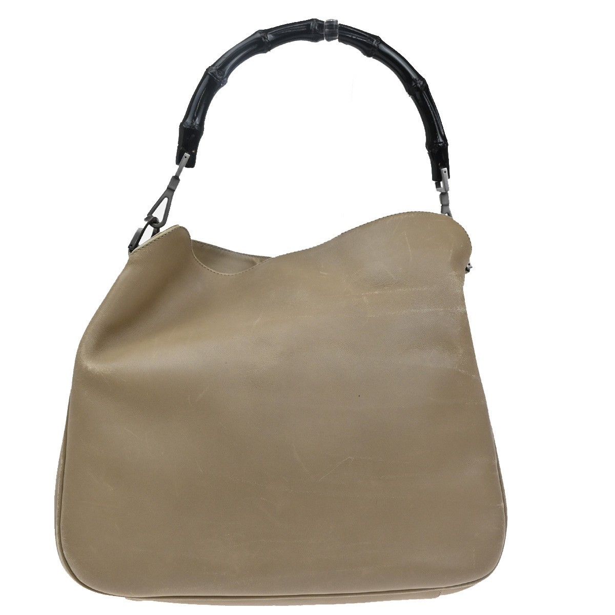 Gucci Vintage Bamboo Handle Open Hobo Beige Leather Good condition - Back View