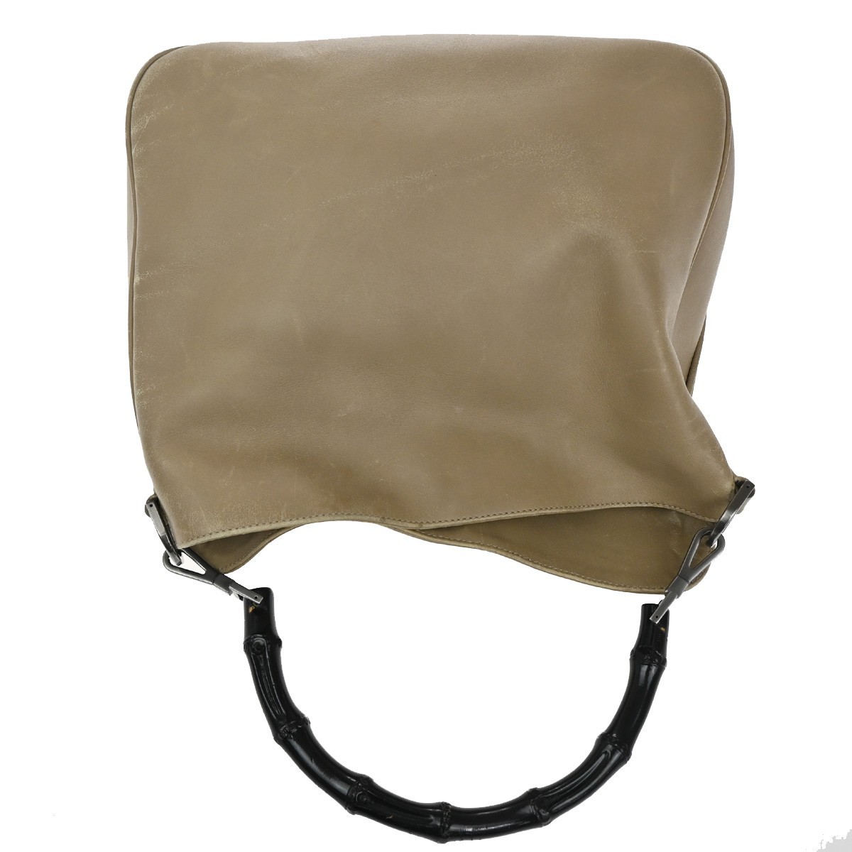 Gucci Vintage Bamboo Handle Open Hobo Beige Leather Good condition - Box View