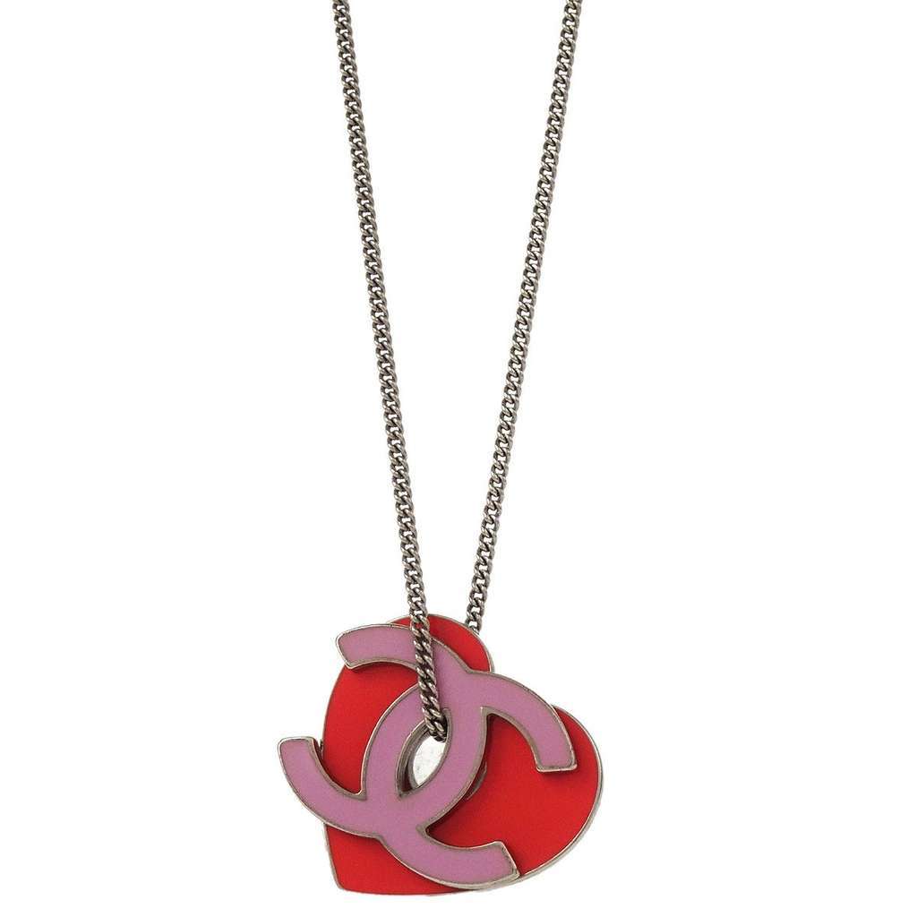 Chanel CC Heart Pendant Red Good condition - Back View