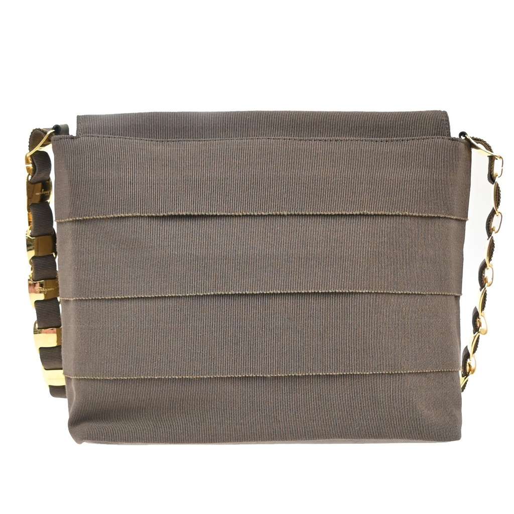 Salvatore Ferragamo Vala Shoulder Bag Brown Canvas Good condition - Back View