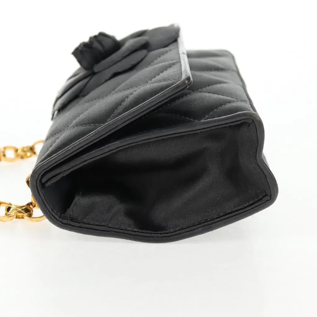 Chanel Vintage Camellia Flap Bag Brown Satin Good - Inside View