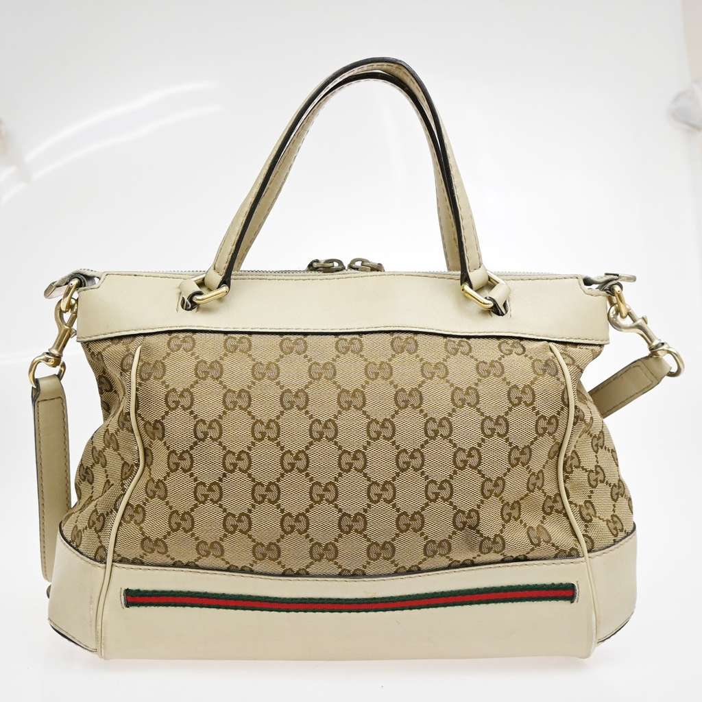 Gucci Mayfair Convertible Tote Brown Canvas Good condition - Back View