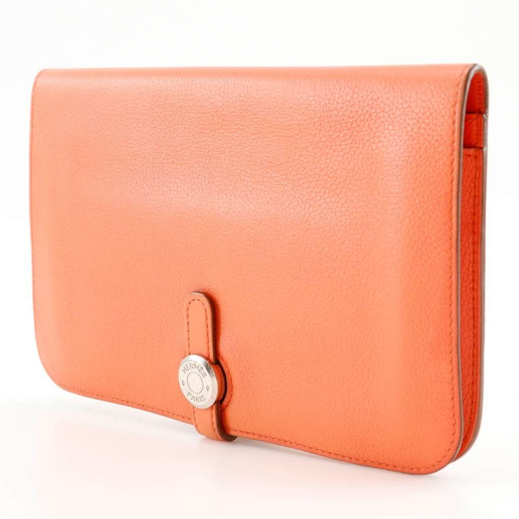 Hermès Dogon Duo Combined Wallet Pink Leather Good condition - Back View