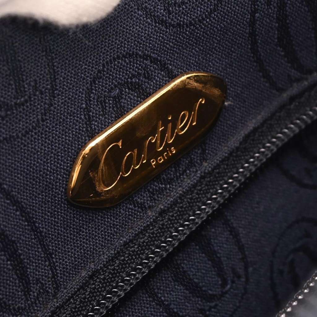 Cartier Vintage Shoulder Bag Navy Leather Good condition - Model View