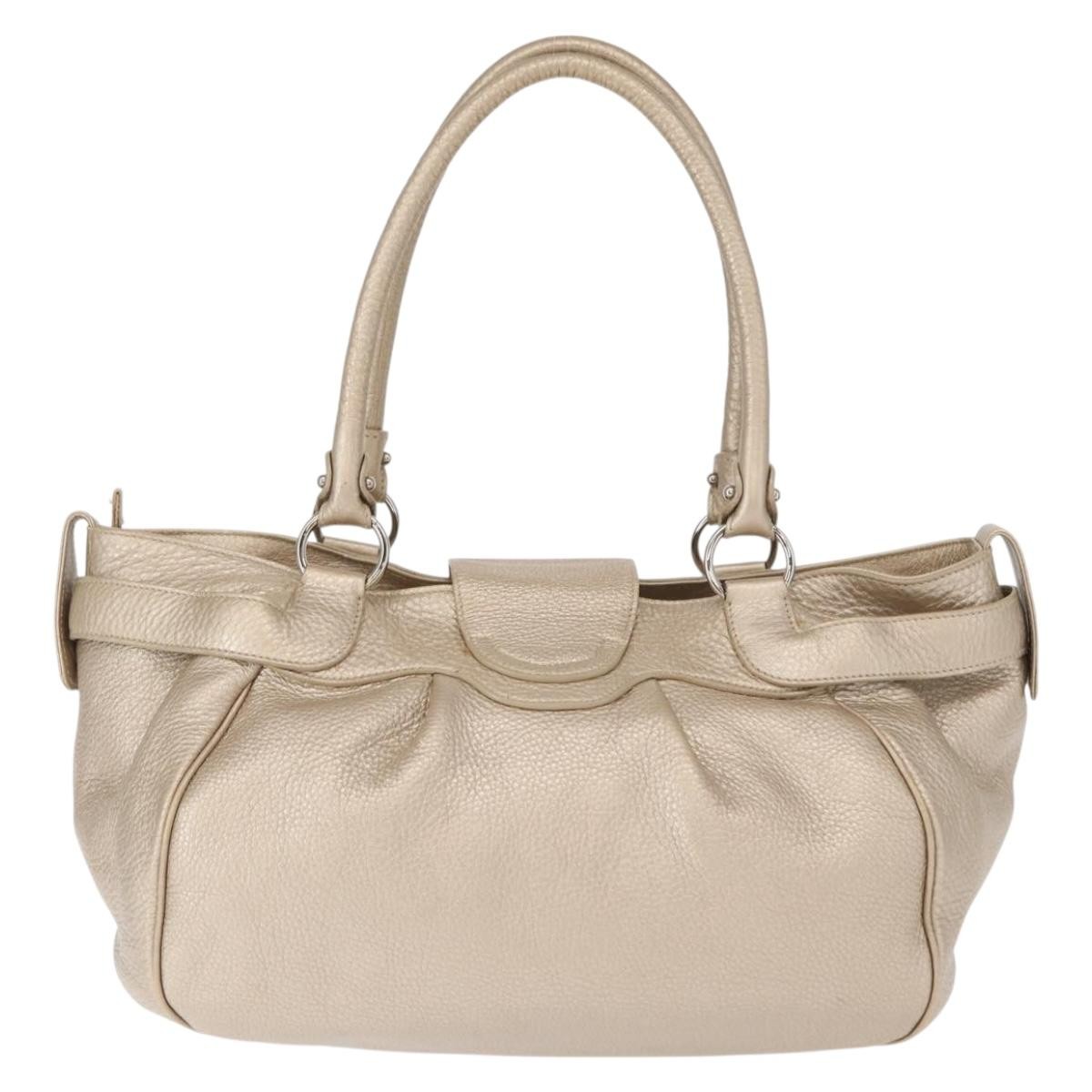 Salvatore Ferragamo Gancini handbag Gold Leather Good condition - Back View