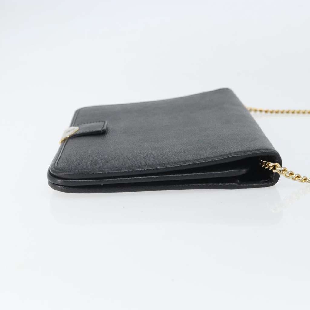 Christian Dior Vintage Chain Flap Shoulder Bag Black Leather Good condition - Inside View