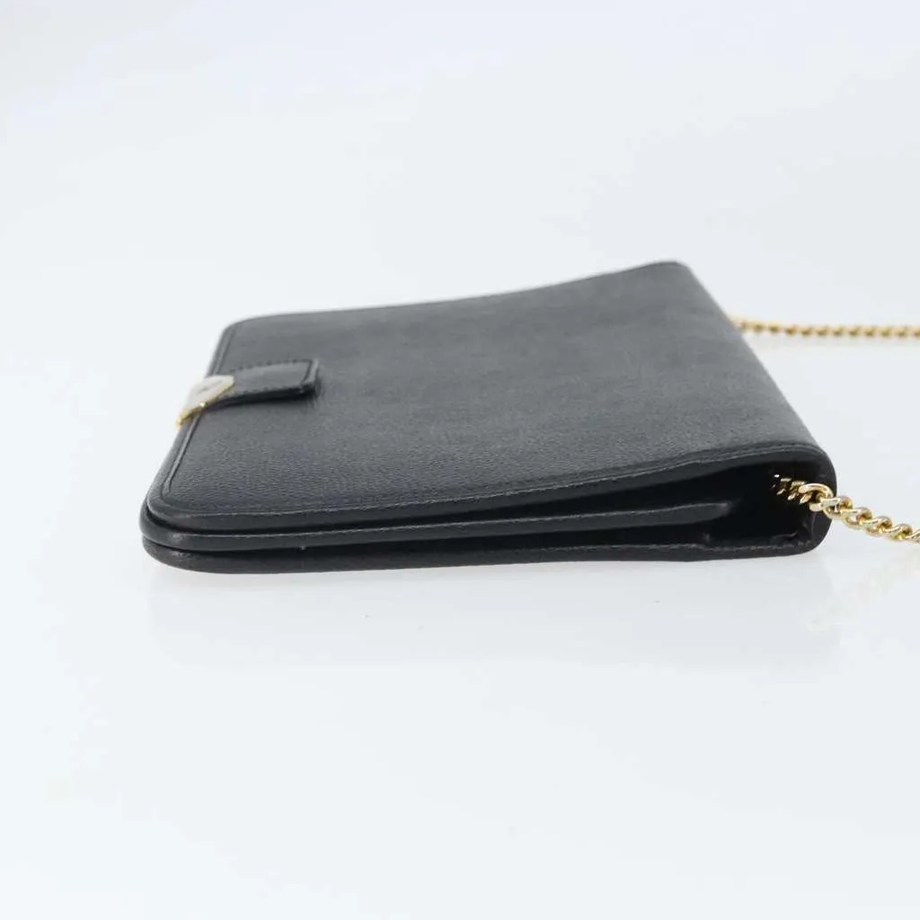 Dior Vintage Chain Flap Shoulder Bag Black Leather Good - Inside View