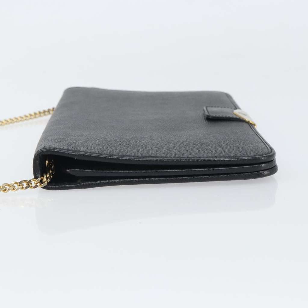 Christian Dior Vintage Chain Flap Shoulder Bag Black Leather Good condition - Model View