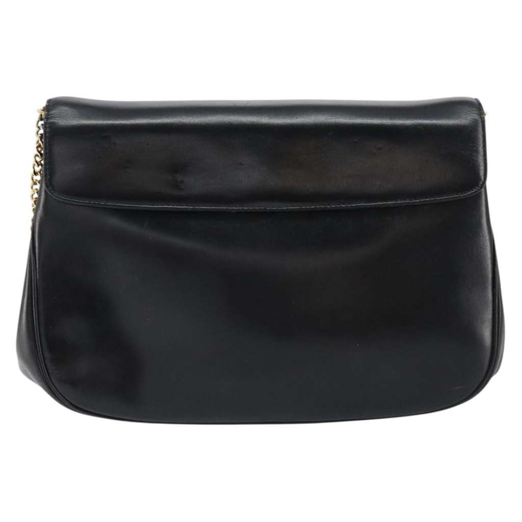 Christian Dior Vintage Chain Flap Shoulder Bag Black Leather Good condition - Back View