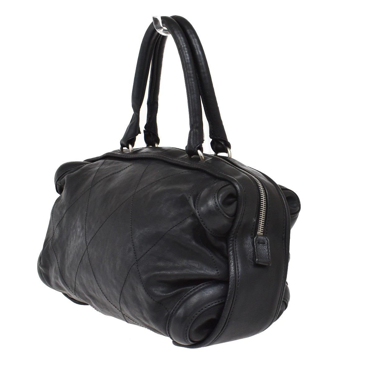 Chanel Coco Bowling Bag Black Leather Good condition - Back View
