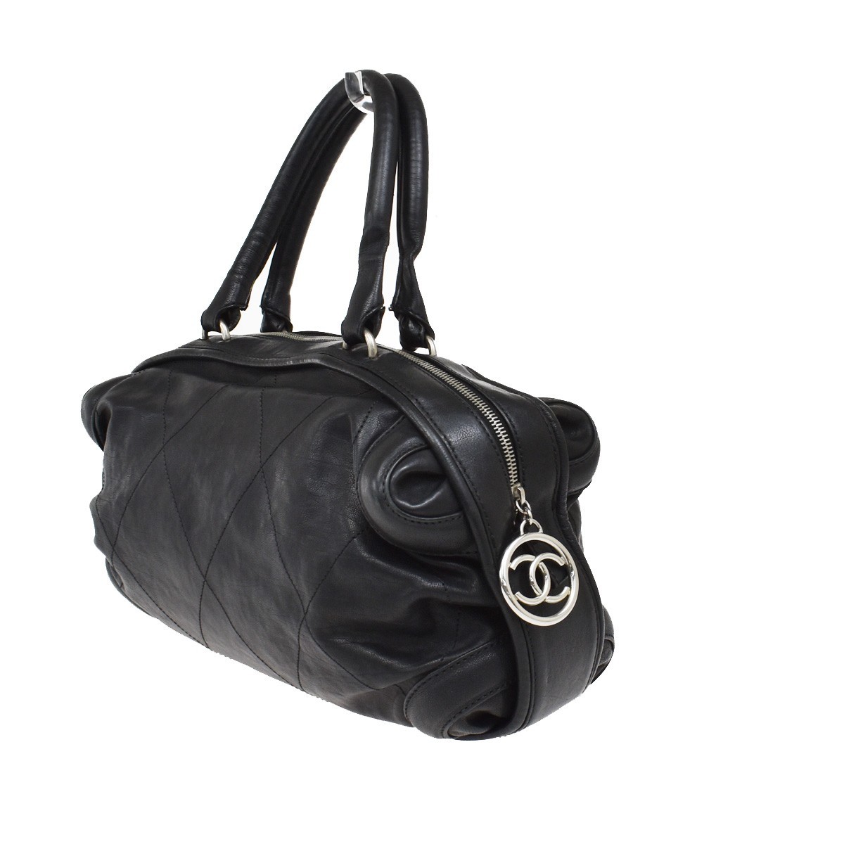 Chanel Coco Bowling Bag Black Leather Good condition - Inside View