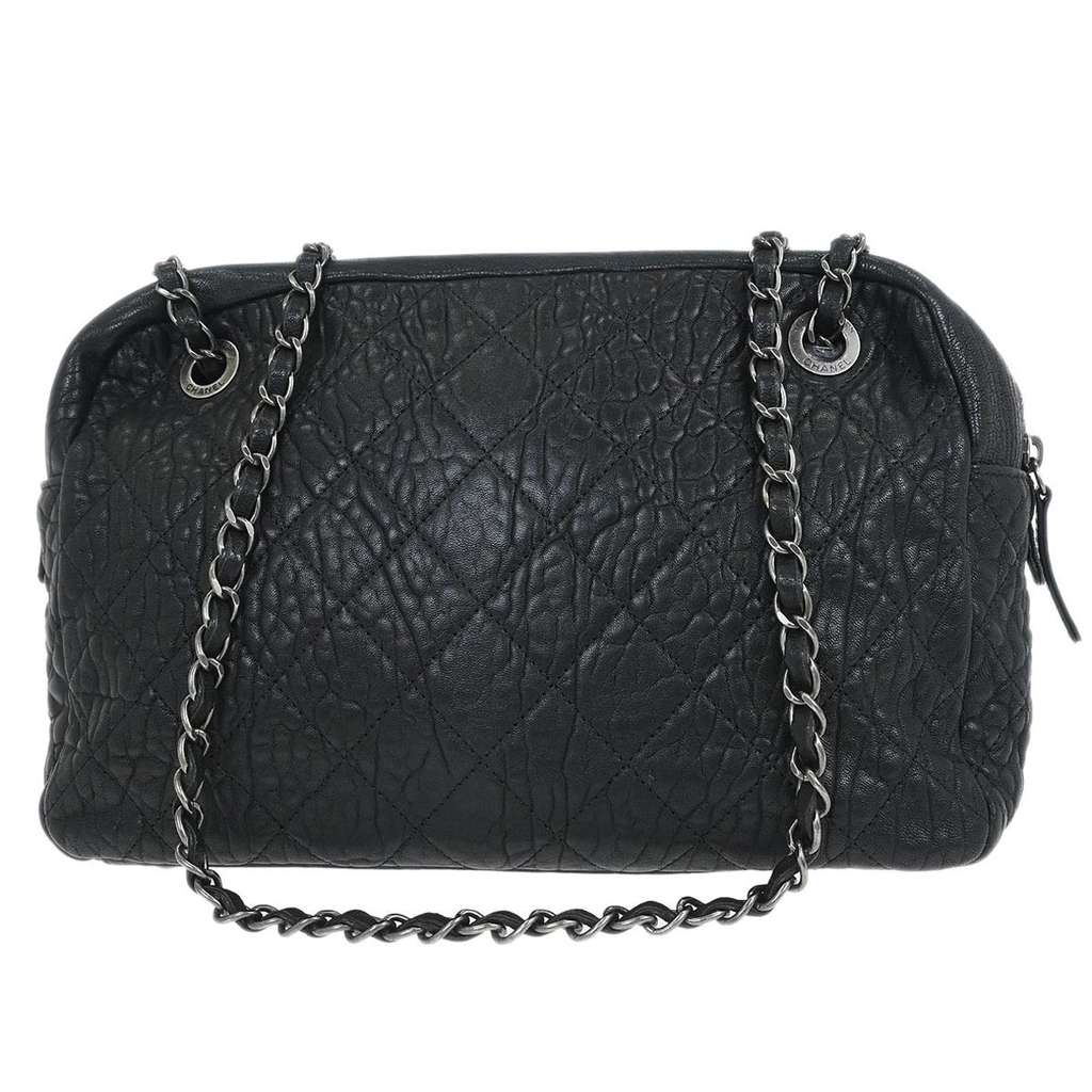 Chanel Chain Flap Shoulder Bag Black Leather Good condition - Back View