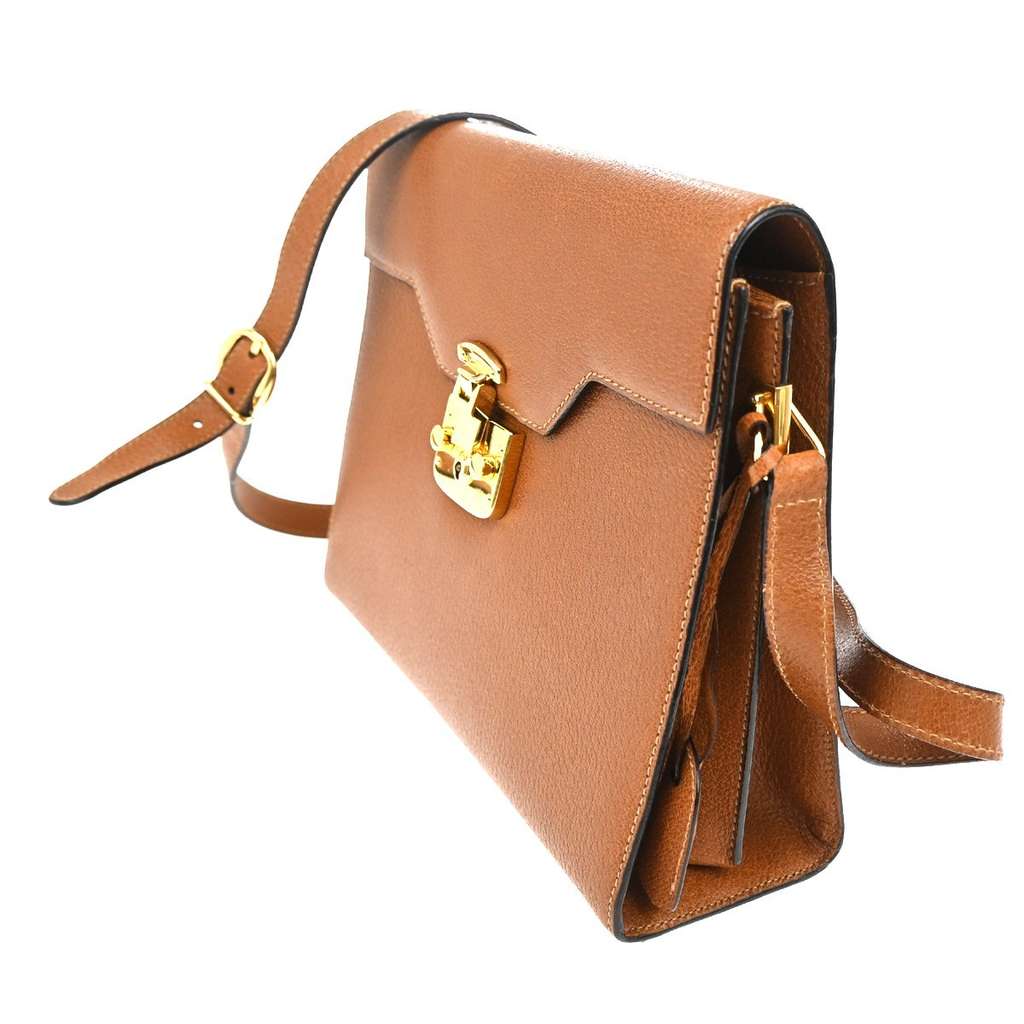 Gucci Vintage Lady Lock Top Handle Bag Brown Leather Good condition - Inside View