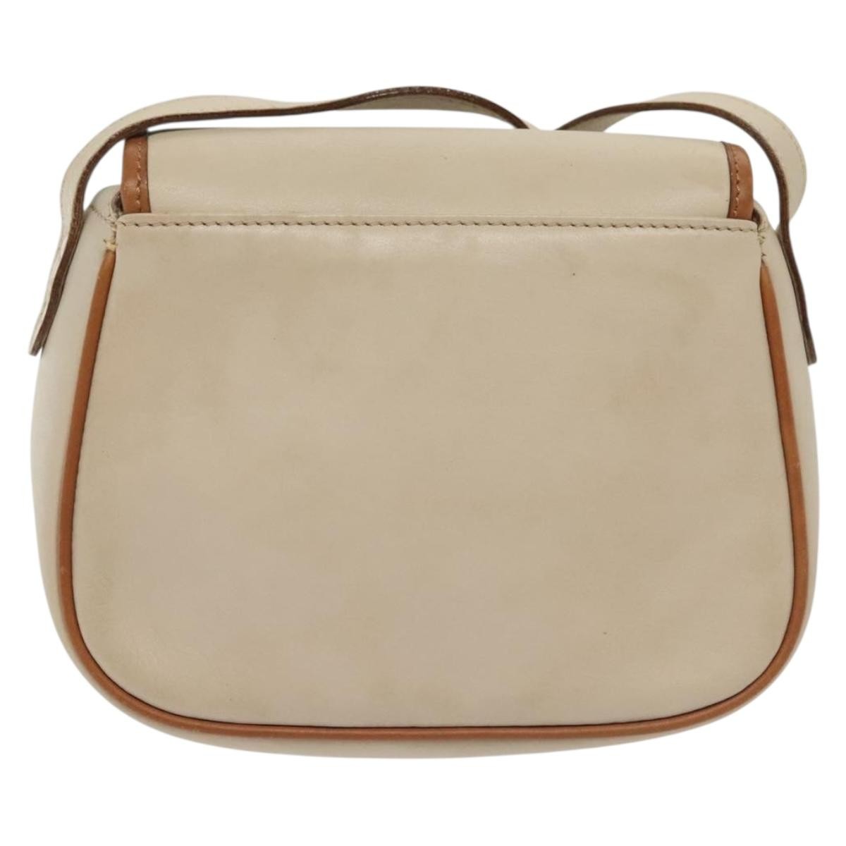 Celine Vintage Triomphe Shoulder Bag Beige Leather Good condition - Back View
