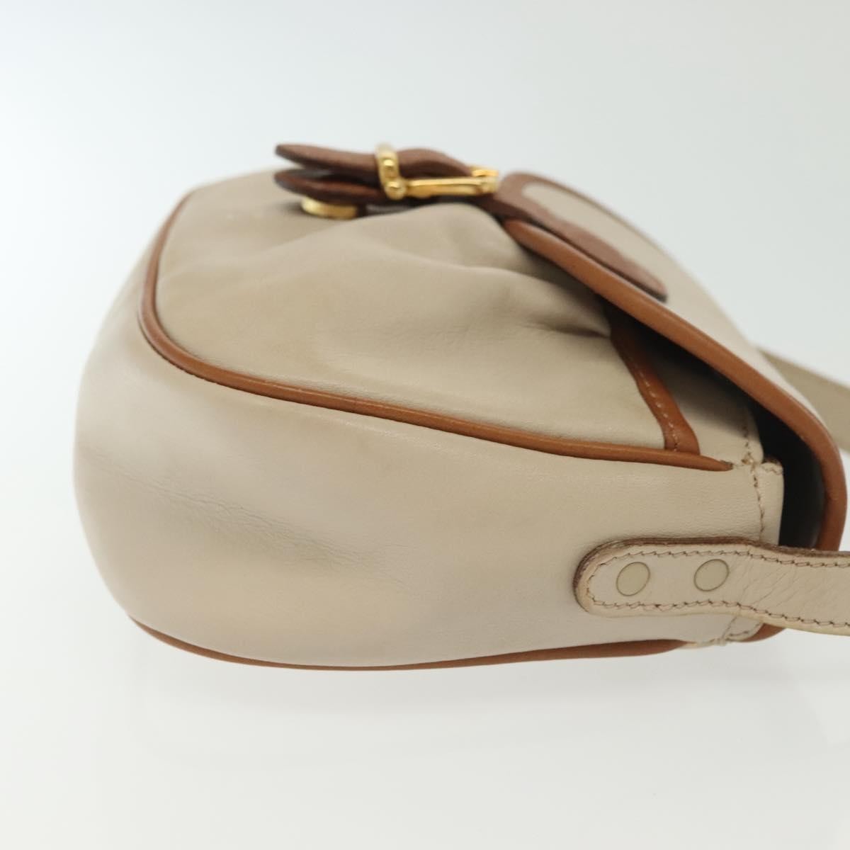 Celine Vintage Triomphe Shoulder Bag Beige Leather Good condition - Inside View