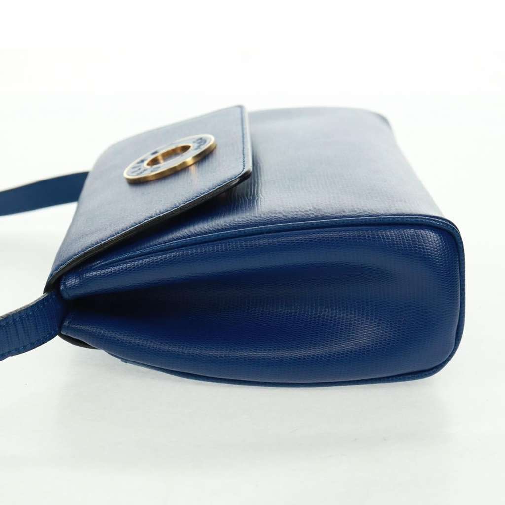 Celine Vintage Circle Logo Crossbody Bag Blue Leather Good condition - Inside View