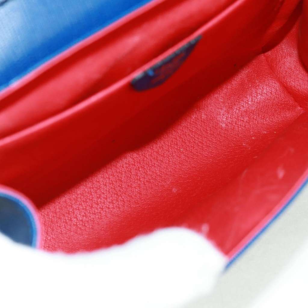 Celine Vintage Circle Logo Crossbody Bag Blue Leather Good condition - Box View