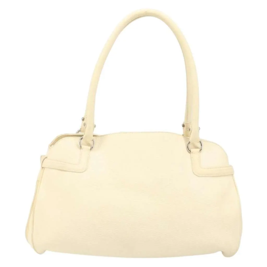 Salvatore Ferragamo Vintage Handbag Beige Leather Good - Back View