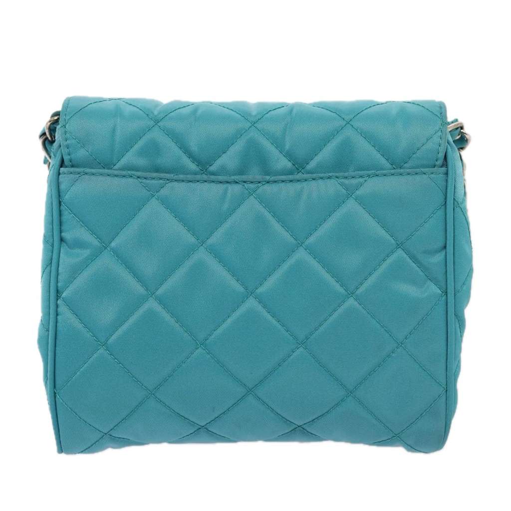Prada Pushlock Chain Flap Bag Turquoise Good condition - Back View