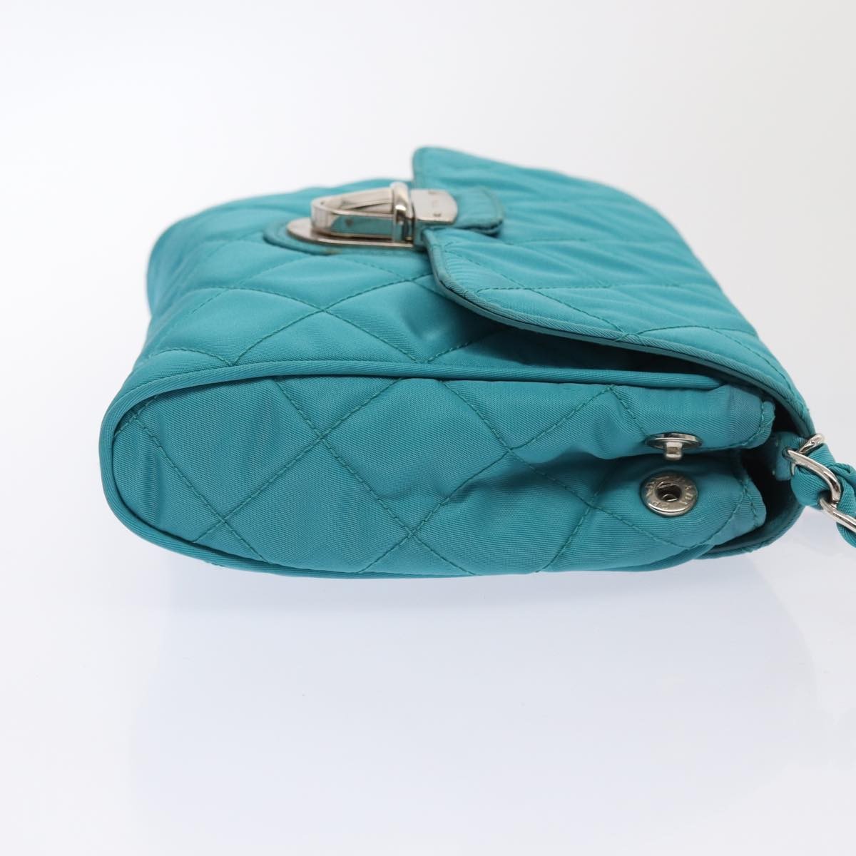 Prada Pushlock Chain Flap Bag Turquoise Good condition - Model View