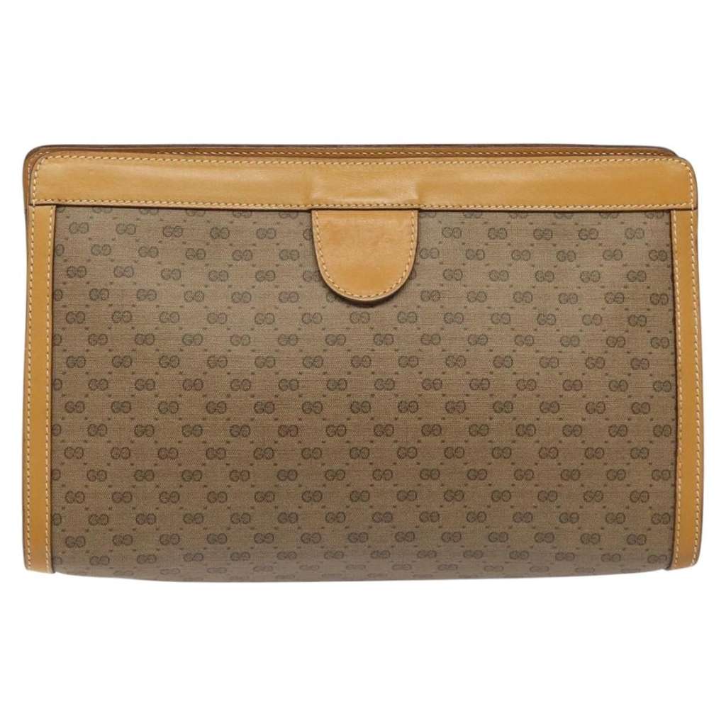 Gucci Micro GG canvas clutch bag Beige Canvas Good condition - Back View