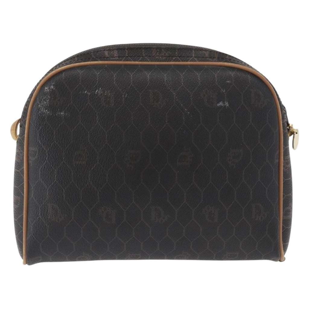 Christian Dior Vintage Honeycomb Shoulder Bag Black Canvas Fair condition - Back View