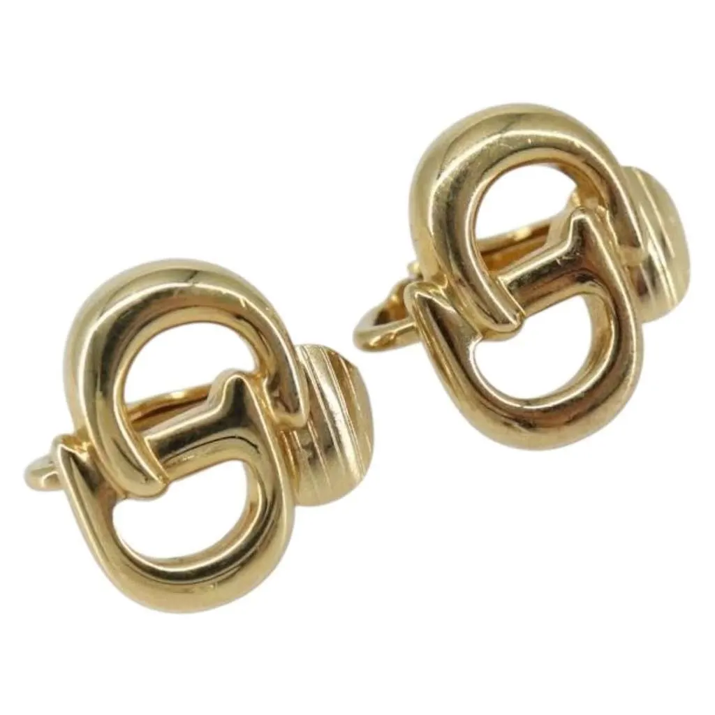 Dior CD logo clip earrings Gold Metal Good - Front View