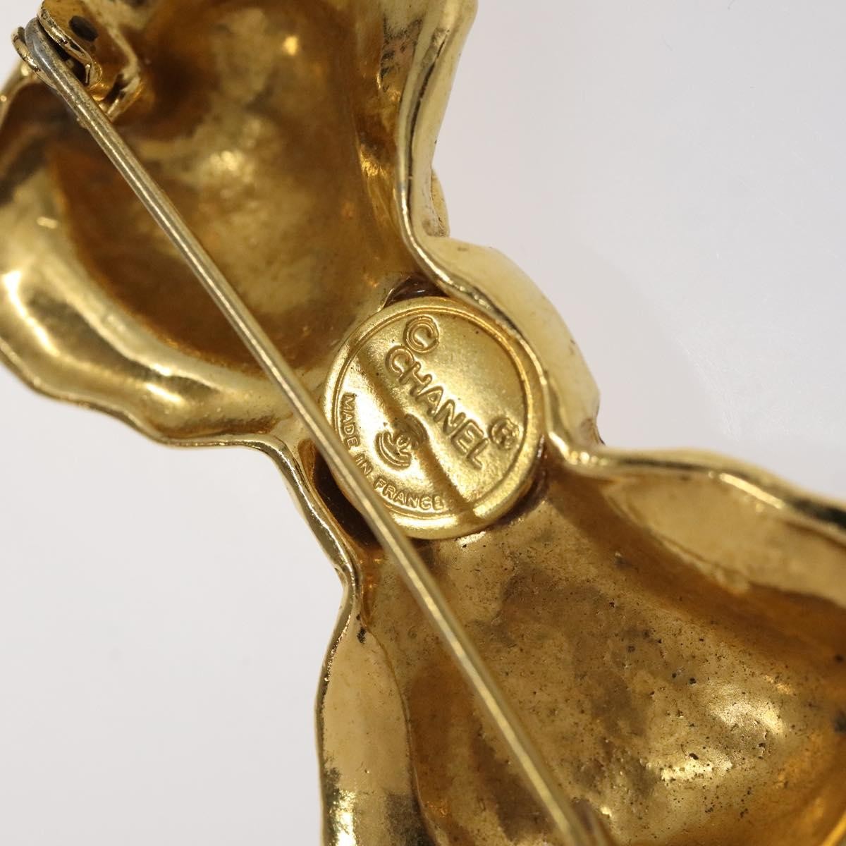 Chanel Vintage CC Bow Brooch Gold Metal Good condition - Box View