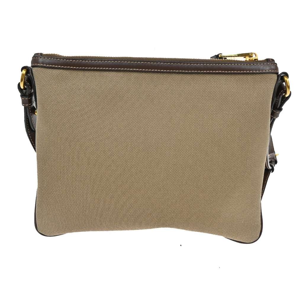 Prada Logo Double Zip Crossbody Bag Brown Canvas Good condition - Back View