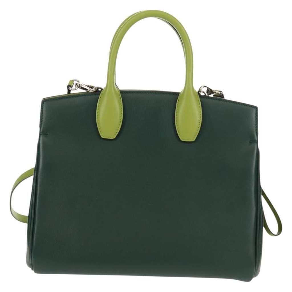 Salvatore Ferragamo Studio Satchel Green Leather Good condition - Back View