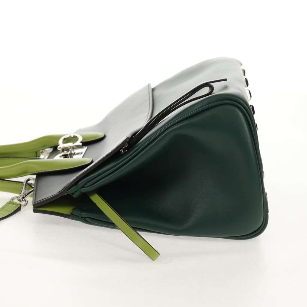 Salvatore Ferragamo Studio Satchel Green Leather Good condition - Model View