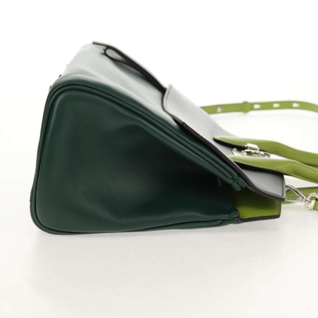 Salvatore Ferragamo Studio Satchel Green Leather Good condition - Box View