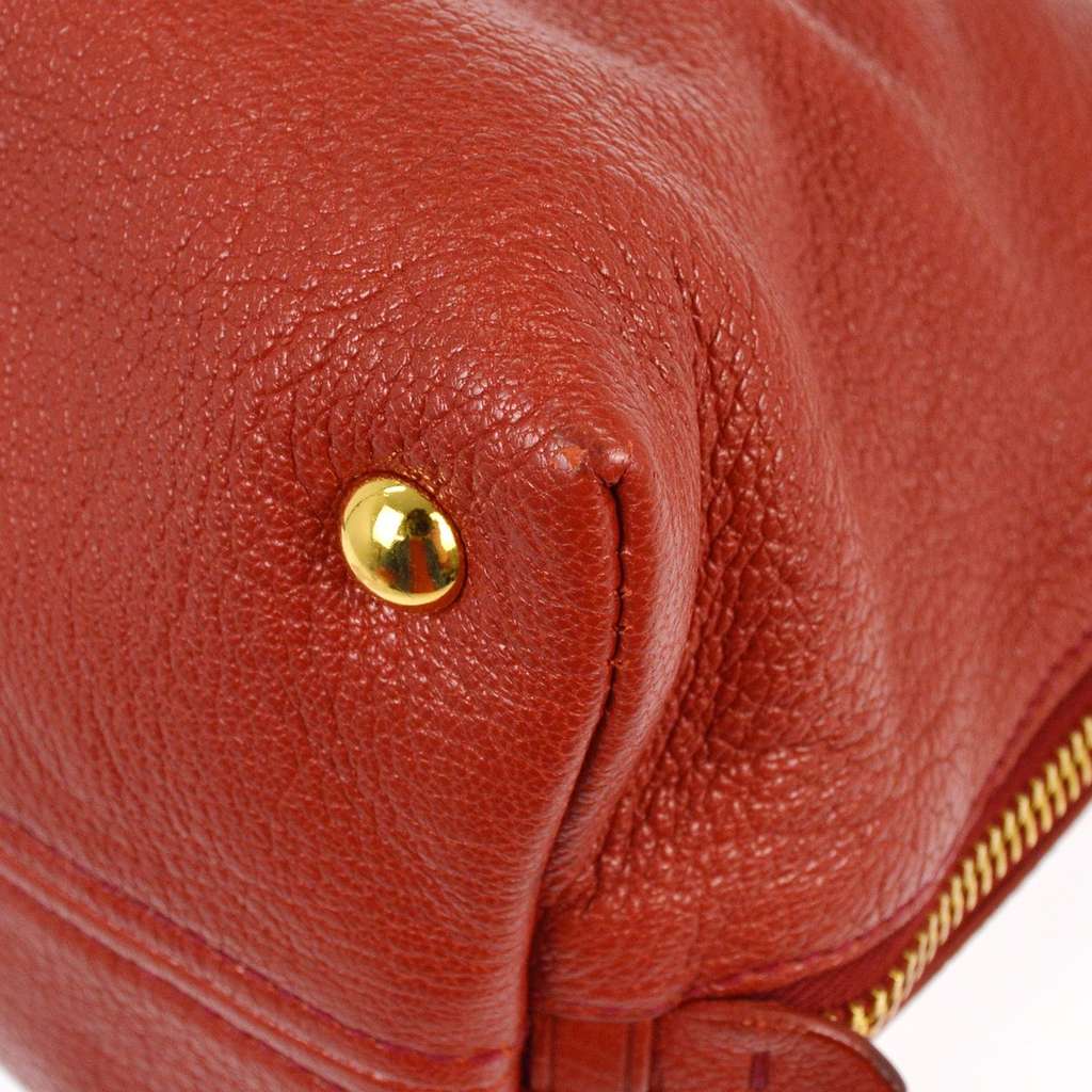 Miu Miu Madras Convertible Side Zip Satchel Red Leather Good condition - Box View