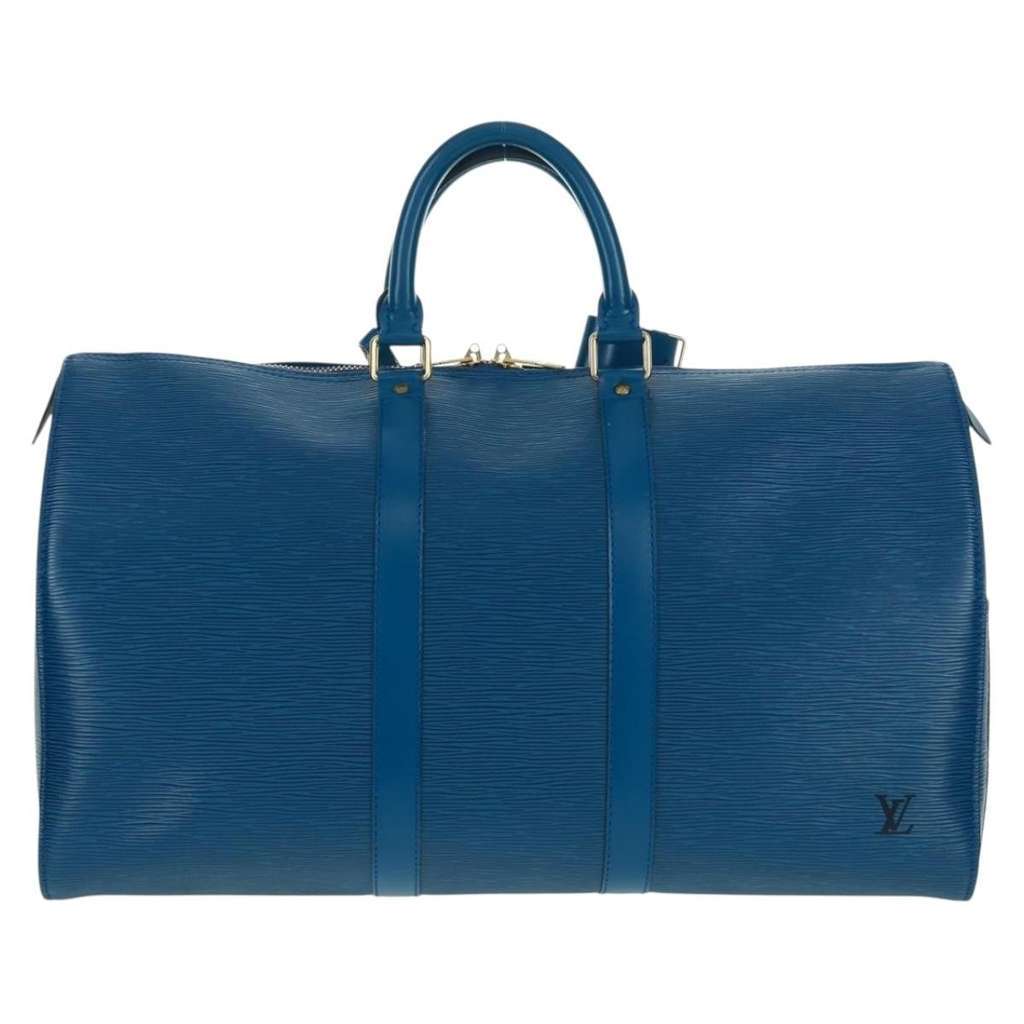 Louis Vuitton Keepall Bag Blue Leather Good condition - Back View