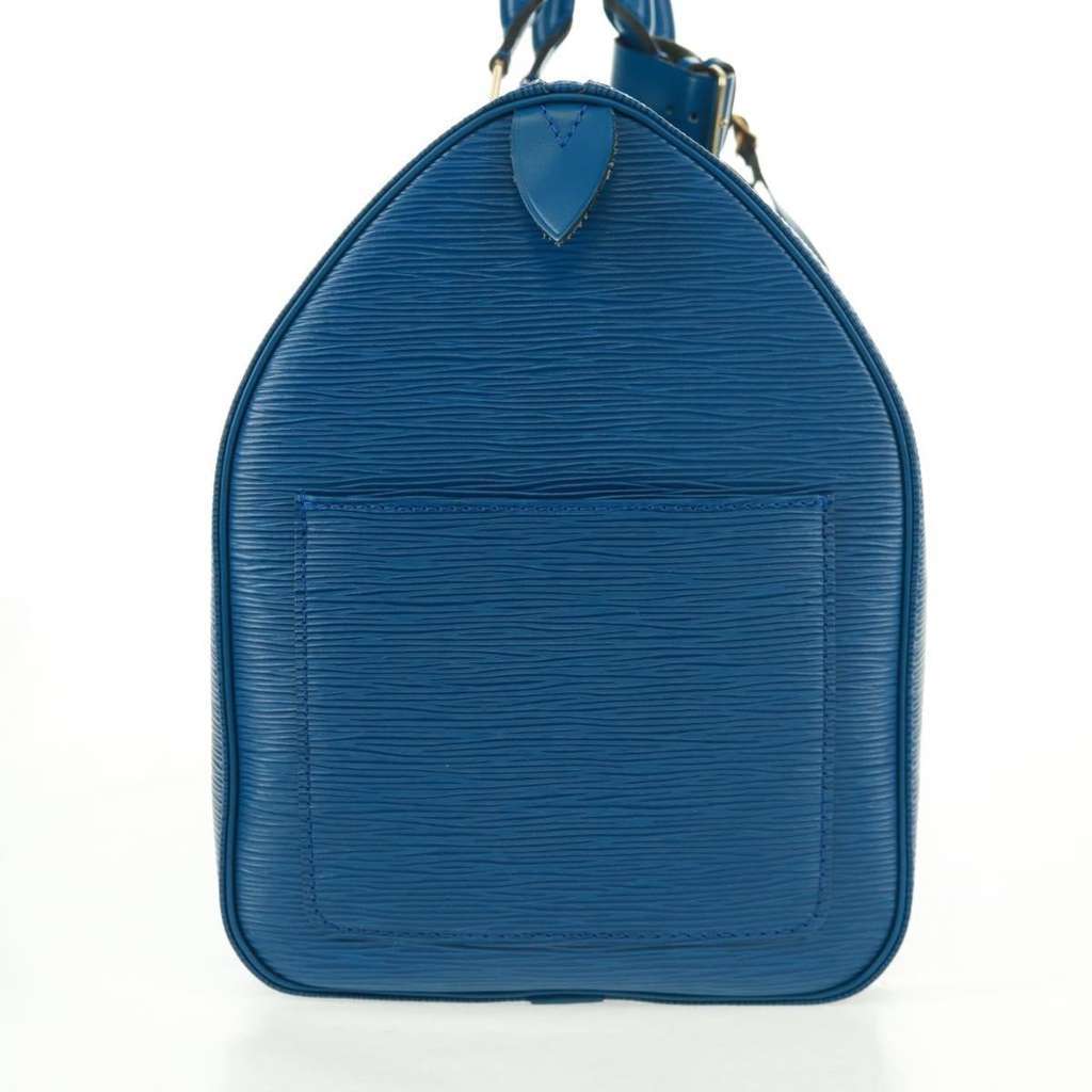 Louis Vuitton Keepall Bag Blue Leather Good condition - Model View