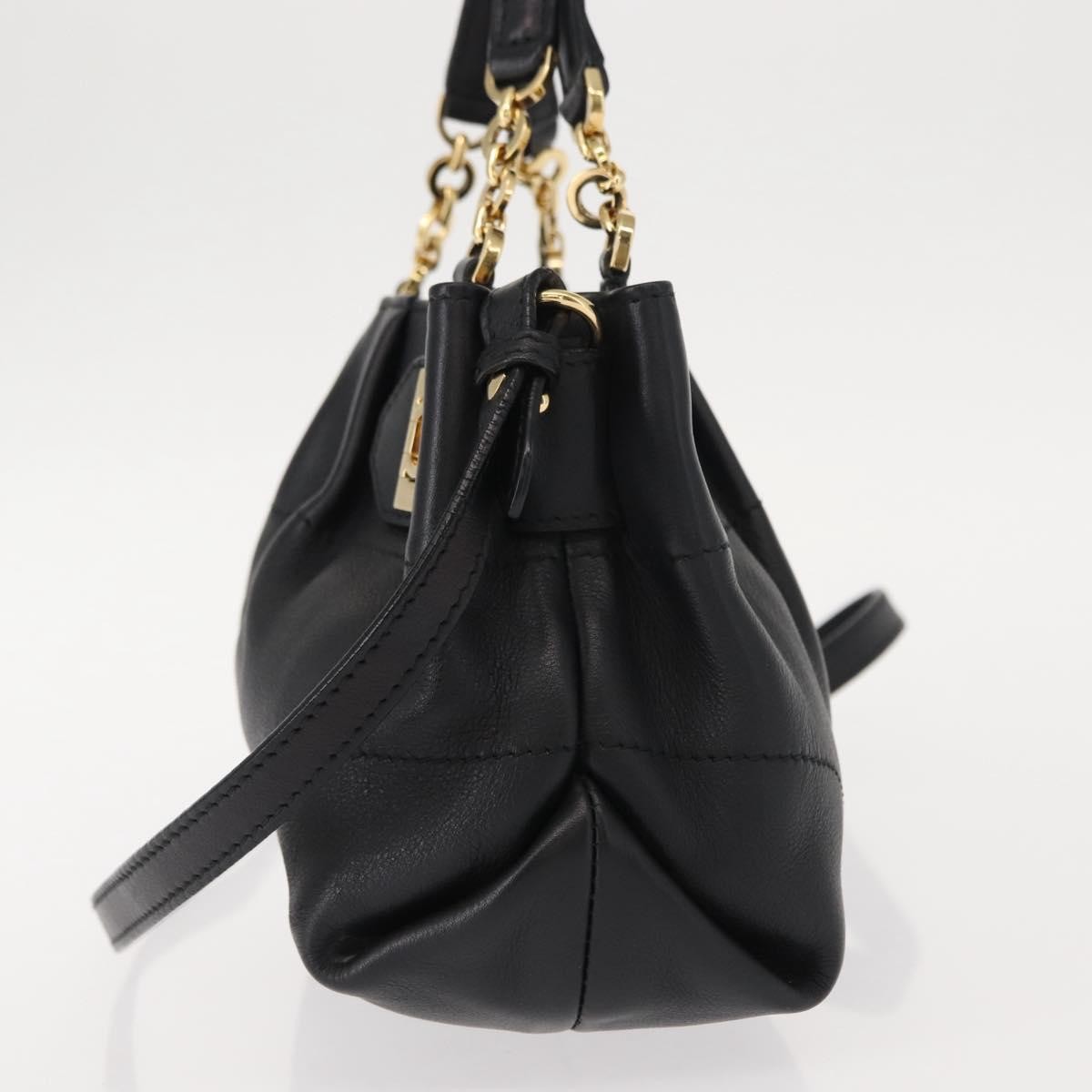 Salvatore Ferragamo W Chain Tote Black Leather Good condition - Inside View