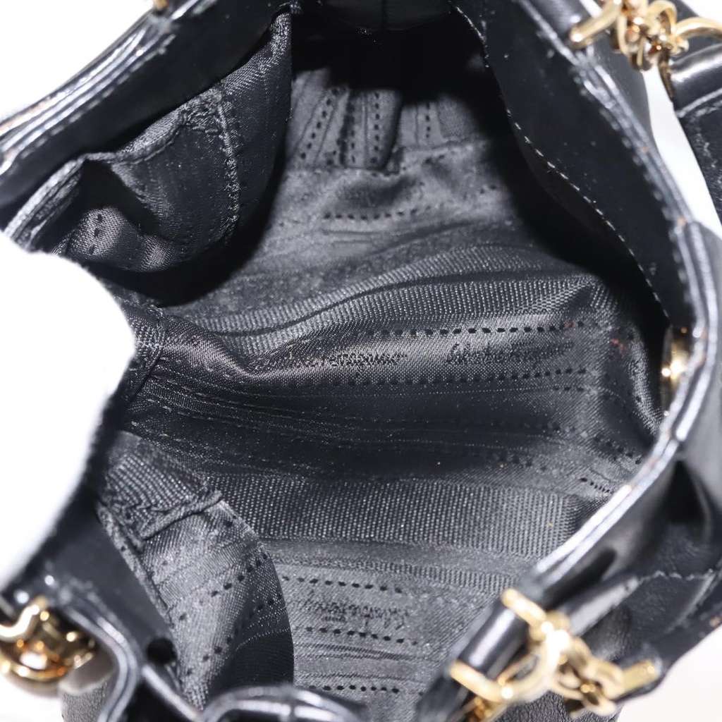 Salvatore Ferragamo W Chain Tote Black Leather Good condition - Box View
