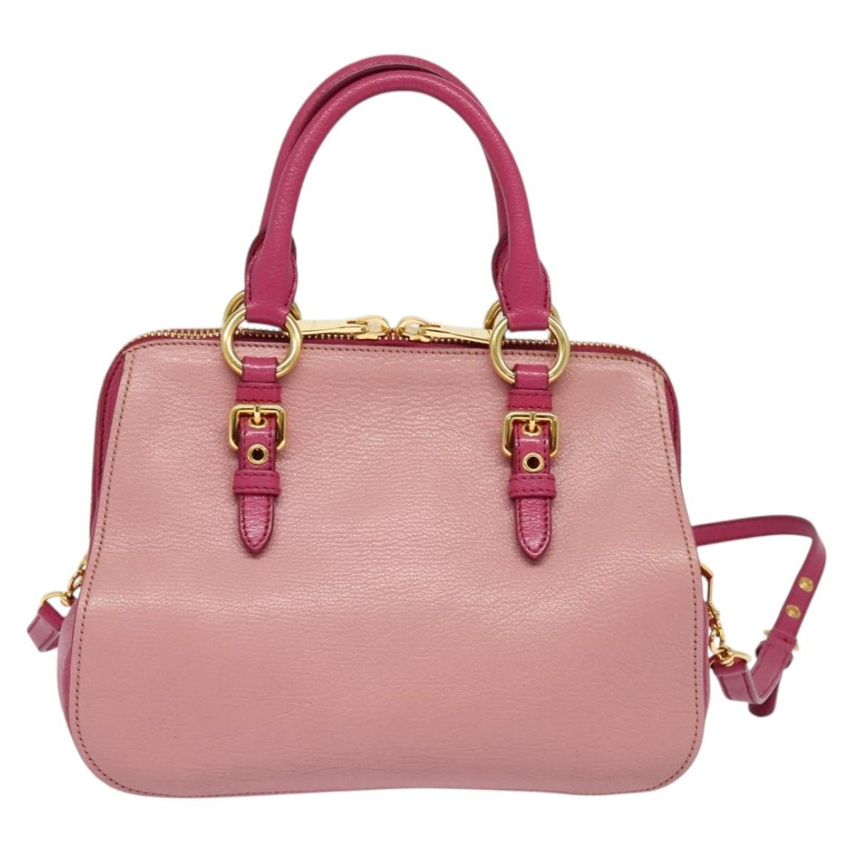 Miu Miu Madras Bowler Bag Pink Leather Good condition - Back View