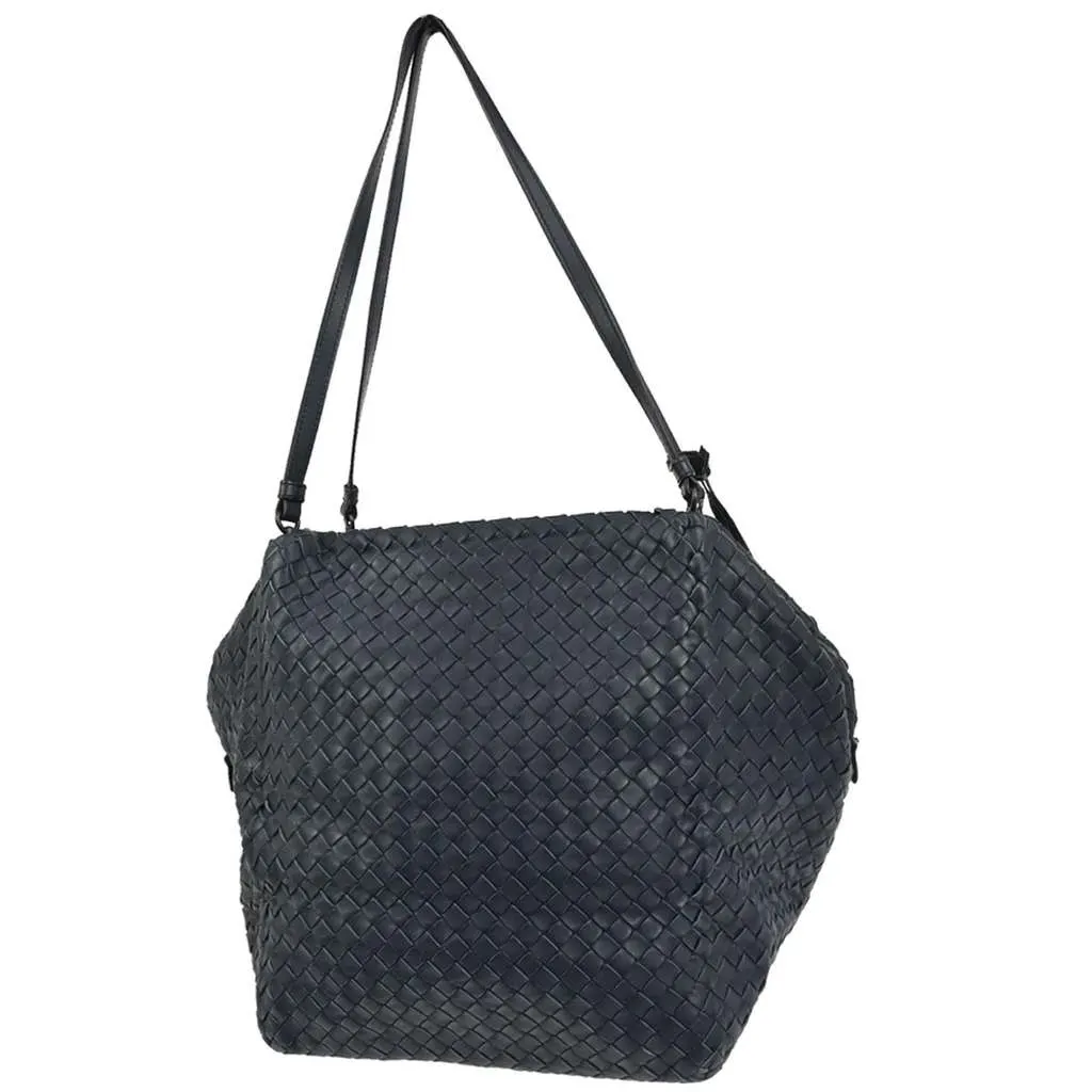 Bottega Veneta Zip Cube Messenger Navy Leather Good - Back View