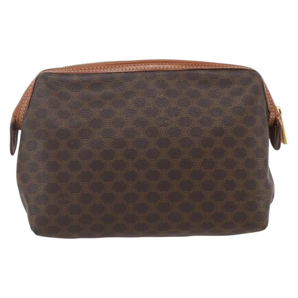 Celine Vintage Toiletry Pouch Brown Canvas Good condition - Back View