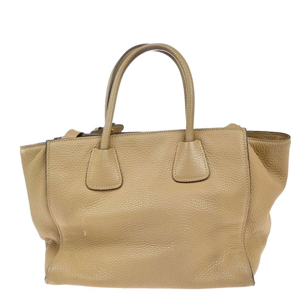 Prada Front Pocket Wing Convertible Tote Beige Leather Good condition - Back View